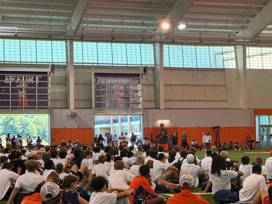 Camp kickoff at Clemson, 2026 College Bus + Camps TOUR