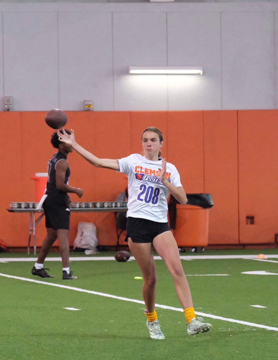 Kennedy Ford, camper 208, throwing at the Clemson football camp
