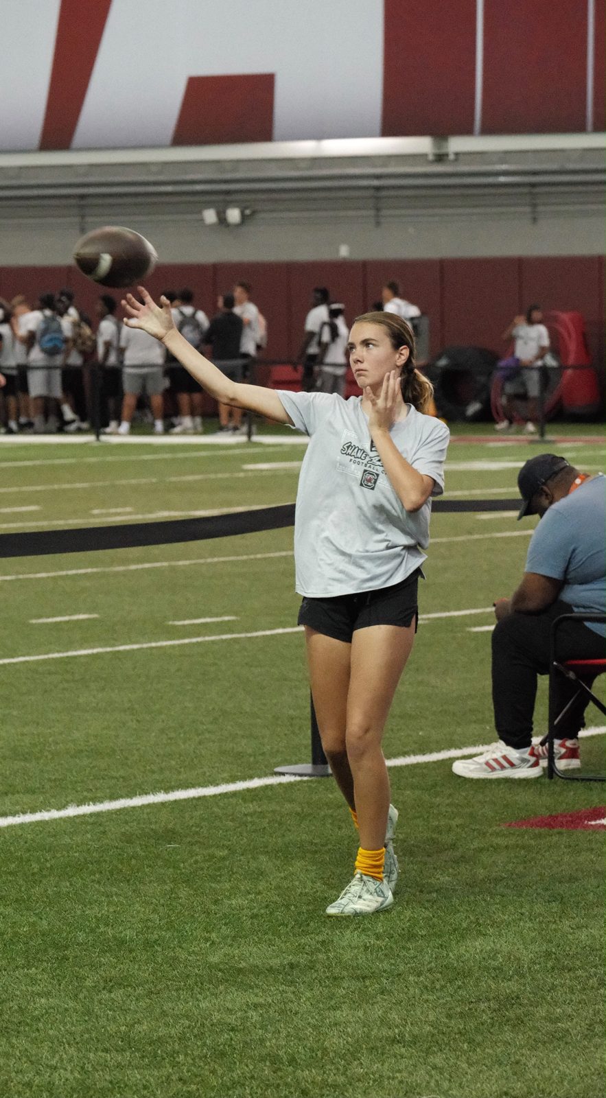 QB Kennedy Ford throwing at the South Carolina football camp